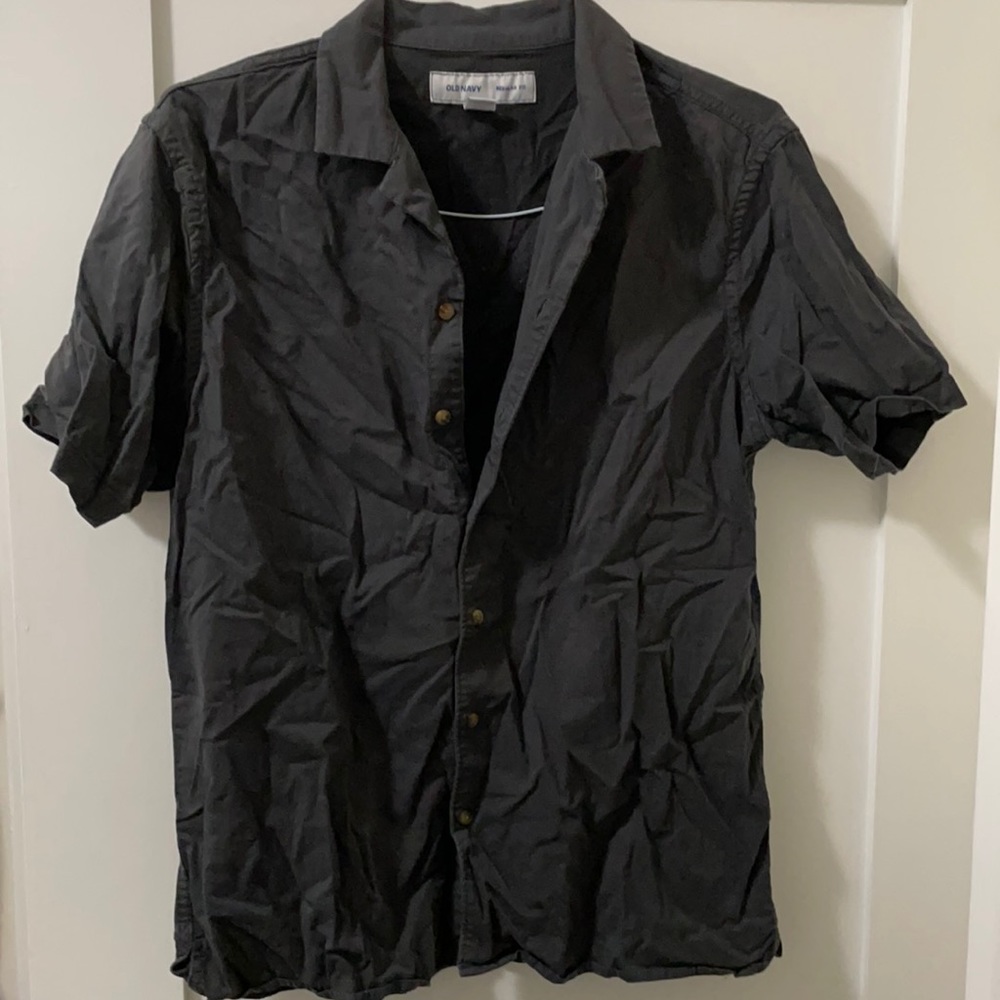Old navy black short sleeve button down
